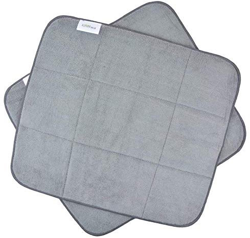 KinHwa Microfibre Dish Drying Mat for Sink Super Absorbent Draining Board Mats Washing Up for Glass, Plate&Cup 40cm X 45cm 2 Pack Grey