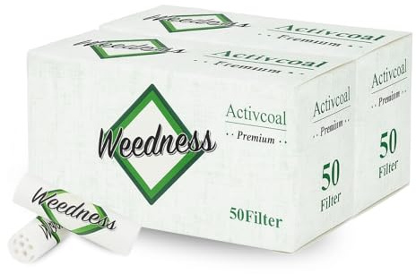 Weedness Slim Activated Charcoal Filters 100 Pieces 7 mm Tar and Nicotine Filters Cigarette Filters Joint Filters Active Charcoal Tips Rolling Filters