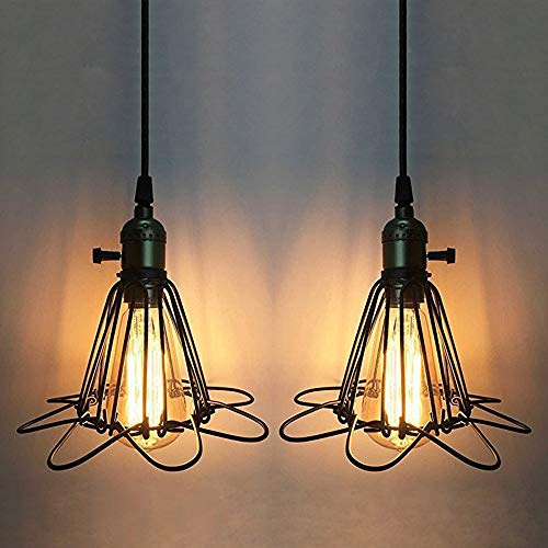 2PC E27 Vintage Hängeleuchte Pendelleuchte Deckenbeleuchtung Loft Style Badminton Form Vintage Industrie Deckenlampe Antike Deckenluechte Cage