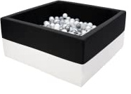 Rainbow Kids - XXL Bällebad Bällepool Kugelbad für Kinder Spielbecken für drinnen und draußen (90x40 ohne Bälle, Schwarz-Weiss)