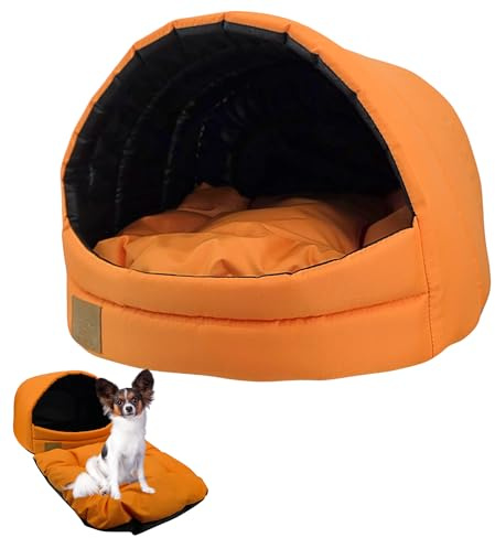 ODOLPLUSZ Hundehütte Hundehöhle Exklusives Haus Hund oder Katze | 2 Größen Komfortabel und Waschbar (Orange, S)