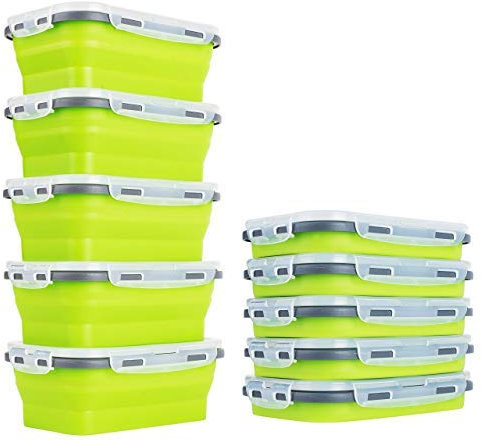 5° unità GRATIS quando si acquistano 4 dei nostri contenitori per alimenti in silicone pieghevoli ecologici. (5) grandi pieghevoli - 800 ml