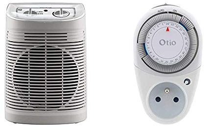 Rowenta SO6510F2 Radiateur et Ventilateur Soufflant Instant Comfort Aqua Chauffage d’Appoint Salle de Bain Ventilation Chaud Froid 2 Vitesses 2400W Silencieux Gris & Otio -10 blanc