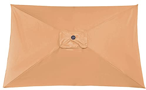 FGYZYP Copertura di ricambio per ombrello, rettangolare, in tessuto, per patio, tavolo da mercato, tettoia per ombrello, resistente e spessa, per balcone, terrazza, area erbosa, bar (3 x 2 m), cachi