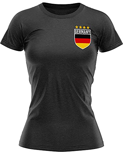 Germany Football Shirt Women - Retro Germany Flag Badge T Shirt - Football Country European Supporters 2020 Tee Her - German Tournament 2021 Footy Soccer Top