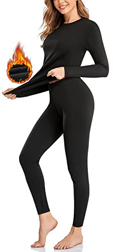SIMIYA Ensemble de sous-vêtements thermiques pour femmes, sous-vêtements chauds avec polaire intérieure