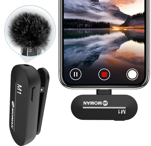 Moman Lavalier-Funkmikrofon-Ansteckmikrofon-USB-C-Kabellos 2.4GHz Auto Noise Canceling 120m für Android Huawei Psmart Mate P40 Samsung Galaxy Type-C Handy Smartphone Laptop Tablet MacBook CP1(C)