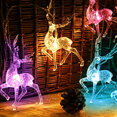 Surakey LED Elch Lichterkette, Weihnachten Lichter für Zimmer, 3m 20er LED Lichtervorhang Rentier Innenlicht Batteriebetrieben für Innen/Außen Weihnachtsdeko Party Weihnachtsbaum Deko
