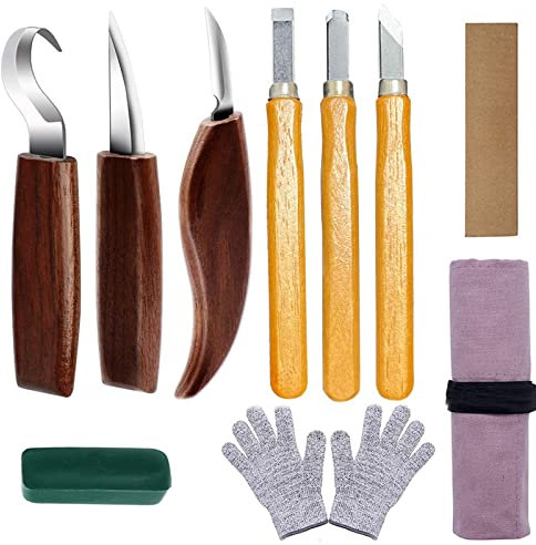 Holz-Schnitzwerkzeug Set, 10 in 1 Schnitzmesser Set, Professional Holzschnitzerei Messer Werkzeuge, Holz Schnitzmesser Mit Schleifsteine, Ideales Schnitzset Messer Schnitzen Stechbeitel