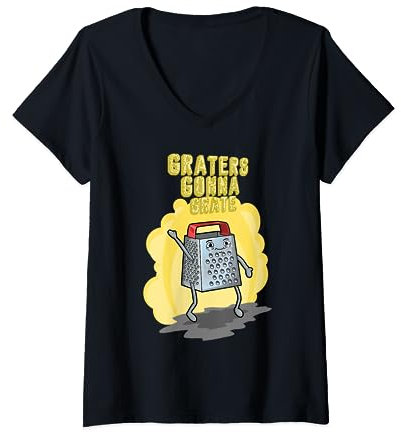 Funny Cheese Grater Pun Graters Gonna Grate V-Neck T-Shirt