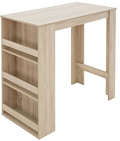 ML-Design Bartisch mit 3-stufigem Regal, Sonoma-Eiche, 117x106x57 cm, viel Stauraum, Stehtisch mit 3 Ablagefläche, Bartresen Bistrotisch Tresentisch Bartheke Küchentheke Küchentisch Frühstückstisch