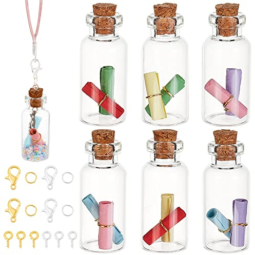 PandaHall Bottiglia dei Desideri con Messaggio, 78 pz Barattoli di Vetro Bottiglie con Tappi di Sughero Bottiglie di Messaggio di Desiderio Bottiglie di Vetro Tappate Viti A Occhio per Natale Decor