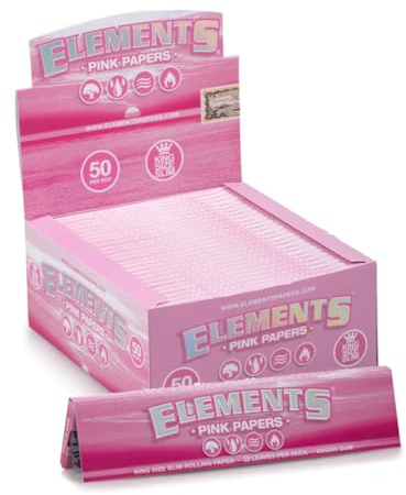 Elements Pink Coloured Kingsize Rolling Papers (10) with Pink Rolling Tips from Smokers Store