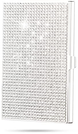 Qinsuee Visitenkartenhalter, Silberfarben, Standard, Bling Visitenkartenhalter