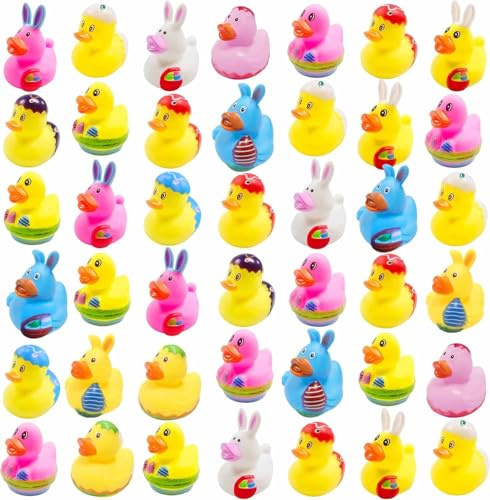36 Pcs Easter Rubber Ducks,Baby Showers Accessories,Mini 2.16 Bunny Duckies Bath Toys for Kids Girls Boys Fun Bath Easter Basket Stuffers Eggs Fillers Party Favors Gifts(Easter)