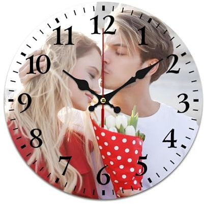 Personalisierte Wanduhr, Personalisierte Fotouhr zum Aufhängen, Fotowanduhren für Wohnzimmerdekoration mit Foto, Stille Wanduhr für Kinder, Fotowanduhr zum Aufhängen von Geburtstagsfotos(25-50cm)