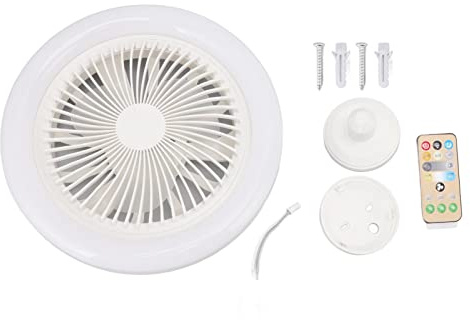 Haofy Ventilatori da Soffitto con Luci Telecomando, 36W Ventilatore da Soffitto Lampada da 9,8 Pollici Piccola Ventola Silenziosa E27 LED per Camera da Letto 86‑265V Bianco