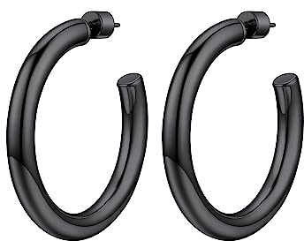 PROSTEEL Hoops örhängen för kvinnor, 30/40/60/80 mm, rostfritt stål/guldpläterad/svart-skicka presentask