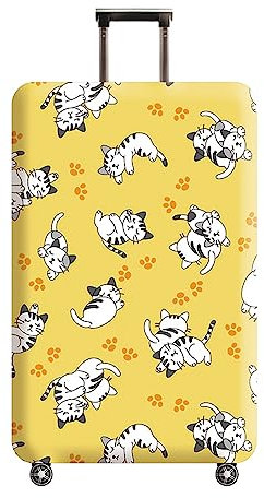 Hiseng Kofferhülle Elastisch 18-32 Zoll Kofferschutzhülle Waschbar Gepäck Cover Reisekoffer Hülle Kofferschutz Luggage Cover (XL (30-32 Zoll),weiße Katze)