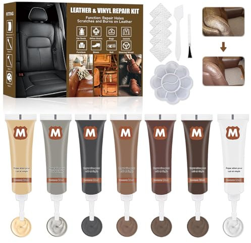 7 Colori Kit Riparazione Pelle, Stucco per Pelle, Ripara Pelle Divano, Crema di Riparazione in Pelle, Gel di Riparazione, Cuoio Liquido per Pelle Liquida per Divano, Seggiolino Auto, Giacca Pelle