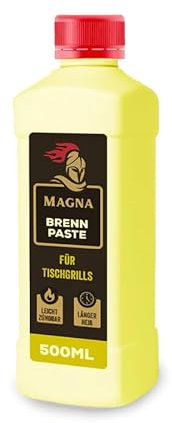 Magna Premium Brennpaste - 500 ml - speziell für Tischgrill, Holzkohletischgrills - für Tischgrillkohle, Tischgrillbriketts - Leichte Handhabung und maximale Sicherheit