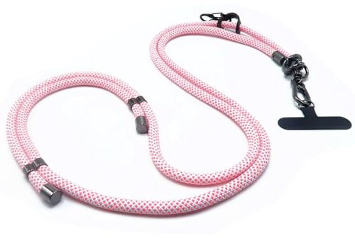 TOHERVIE Cell Phone Lanyard, Thick Rope Universal Adjustable Crossbody Lanyard for Mobile Phone, Multifunctional Smart Phone Neck Shoulder Strap with Patch for Daily Travel Sports Camping (Pattern H)