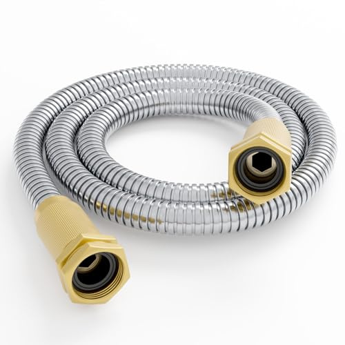 360 GADGET 6 FT Stainless Steel Metal Garden Hose - 3/4 Universal Connector, Flexible, Heavy Duty, Leak-Proof, Puncture-Resistant, Kink-Free, 1 Pack