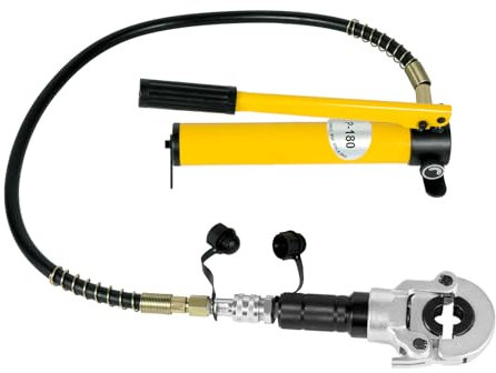 Profi Presszange V-Kontur, 6T Manuelle Hydraulische mit V-förmige Pressbacken 12-28mm Hydraulische Rohrzange TH-förmigen Stanzformen 16-32mm, Rohrpresszange Ausgestattet 360 ° Drehbarem Kopf