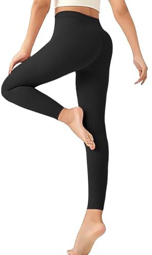Geyuwoz Sportleggings, dam, hög midja, sportleggings, ogenomskinliga, leggings, bomullsleggings för kvinnor, sportbyxor, yogabyxor, träningsbyxor, löparbyxor, S–3XL, svart, M