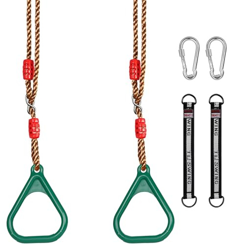 Funrelaxer Ringe für Schaukel, Turnringe Kinder, Ringe Schaukel, Turnringe für Kinder zum Aufhängen, Grün, Indoor Outdoor