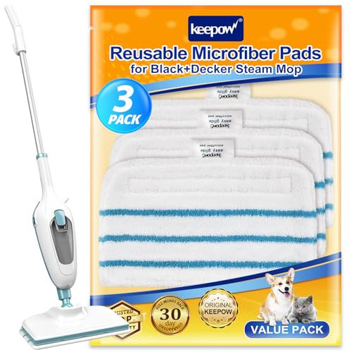 KEEPOW 3 salviettine per Black e Decker Scopa Pulitore a Vapore, per Black Decker Steam Mop fsm1630s Pulitore a Vapore, Alternativa a FSMP20, Set di 3