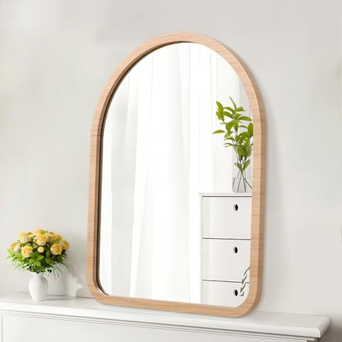 HLFMVWE Spiegel für Wandbogen Holz gerahmt Spiegel 25 x 35 cm Dekorativer Wandspiegel für Bad Schlafzimmer Wohnzimmer Klein Natürlich