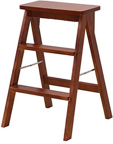 Escabeau pliable en bois 3 marches pour adultes/personnes âgées Portable Cuisine Chambre Échelle Supporte 100 kg