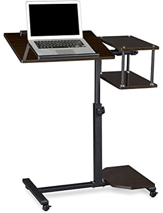 VAESAZDSZ Überbetttisch mit Stauraum, Sofa, Laptop, Notebook, Schreibtisch, Winkel- und höhenverstellbar, Rollständer, kippbarer Tisch, mobiler Wagen mit Rädern, Büro, Heimcomputer