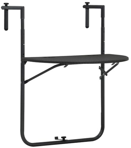 LLEZKBR Furniture Select-Balkonhängetisch braun 60x64x83,5 cm Kunststoff Rattanoptik