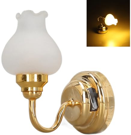 1:12 Miniatur Puppenhaus Wandlampe mit Batterie, Fariy Blumen Wandleuchte, Puppenhaus Lampe, Puppenhaus Zubehör, Mini LED Licht, Wichtel Zubehör Miniatur Puppenhaus Lampe