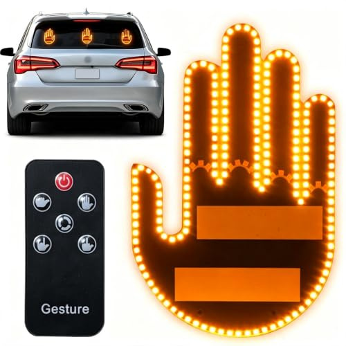 Lumière de Doigt pour Voiture avec Télécommande, Funny Road Rage Signs pour Fenêtre de SUV