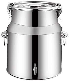 Stainless Steel Milk Churn Can Jug 14L Airtight Cream Container with Tap for Oil Water Ice Wine 201 Stainless Steel Bucket