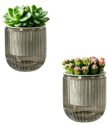 Calvalor Selbstbewässerungstopf Pflanzentopf Blumentopf übertopf, Ø 11.8cm 2er-Pack übertöpfe für Zimmerpflanzen Pflanztöpfe, Blumentöpfe Hydrokultur Topf, Blumenkübel Outdoor Pflanztopf
