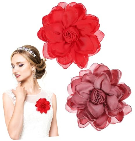 VALICLUD 2 Stück Blumenbroschen Anstecknadeln Aus Satin Rosenbroschen in Lotusrosa Und Rot Stoffblumen Reversnadeln Für Damenbekleidung Hochzeits Und Festtagsdekoration