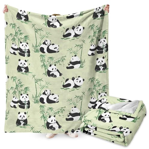 Panda Manta de Dibujos Animados, Manta para Niños y Niñas Lindo Patrón de Panda Franela de Felpa de Dibujos Animado Mantas Mullida de para Sofá Cama Sofá 100x150CM