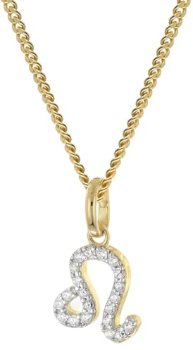 GLIZZ Sternzeichen Löwe Gold 333/8K an vergoldeter Silberkette GL8330-05 | eleganter Halsschmuck für Frauen, wunderschöne Geschenkidee und edles Accessoire,