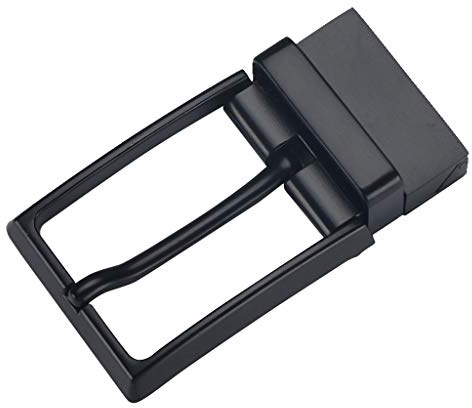 Geardeangloow Fibbia per cintura da uomo reversibile in lega singola polo rettangolare fibbia per cintura nera, Nero , 8x4.5x2 cm
