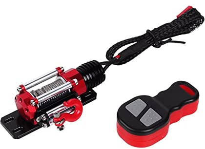Cabrestante de arrastre, Montacargas eléctrico Rc Coche Metal Winch + Control remoto inalámbrico for 1:10 Rc Coche rastreador Trx4 Axial