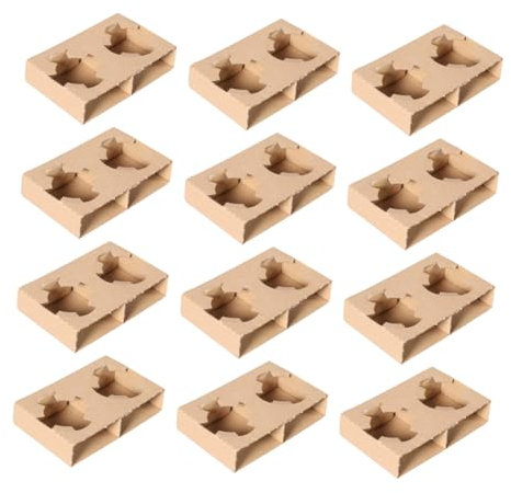 Cabilock Portavasos Para 2 De Papel Corrugado, Bandeja Portabebidas Resistente y Plegable, Soporte Para Bebidas Para Llevar En Cafeterías y Heladerías, Paquete De 50 Unidades