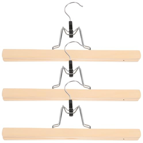 Homoyoyo Cintres en Bois Lot De 3 - Cintres à Pinces Rotatifs 360° pour Pantalons - Jupes Et Chaussettes Taille 30 Cm
