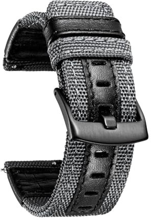 NZVCQVPU Mira bandas clásicas de lienzo con correas de reloj híbridas genuinas de cuero pulsera de pulsera negra 18/20/22 mm