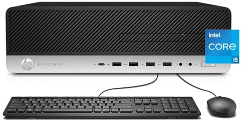 HP EliteDesk 800 G3 SFF Ordinateur de bureau Intel Core i5-7500, 8 Go de RAM, SSD 512 Go, WiFi, Bluetooth, clavier américain, Windows 11 Pro (reconditionné)