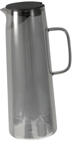 COLLBATH Jarra de Vidrio para Agua y Té con Filtro y Tapa Tetera con Mango Ergonómico para Cocina Calentador y Uso Doméstico Color Gris Humo