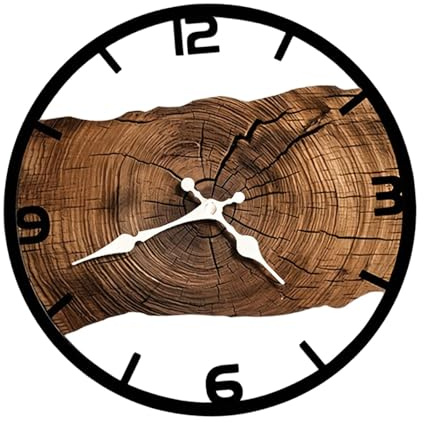 Fenteer Leise Wanduhr, Wanduhr Zum Aufhängen, Leicht zu Lesen, 30cm, Bauernhaus Dekor, Dekorativ für Bauernhaus, Kinderzimmer, Küche, Büro, Braun